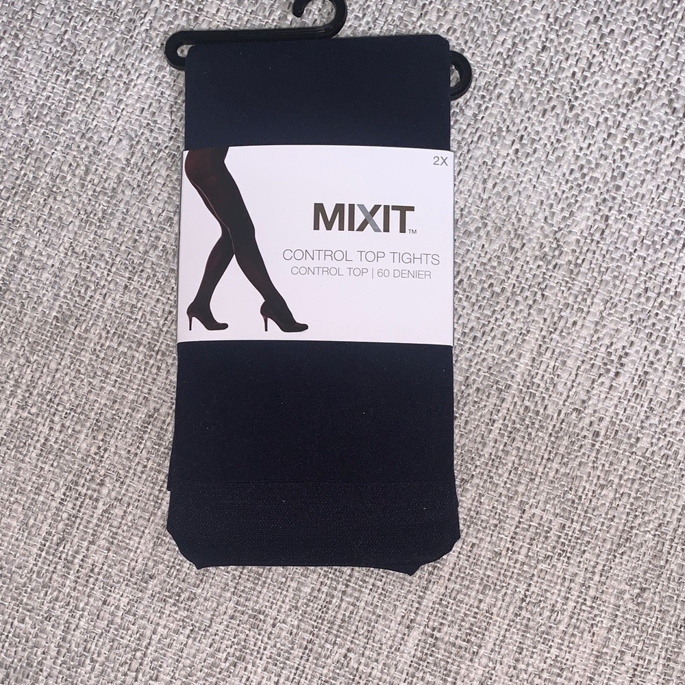 NWT Mixit Plus Size Control Top Semi Opaque Dark Navy Tights 2X